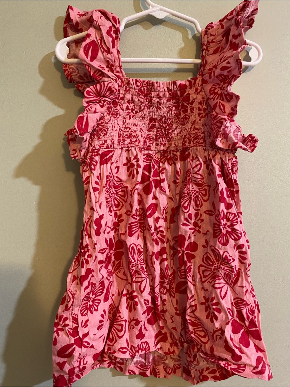 Old Navy Pink Floral Ruffle Tank Top